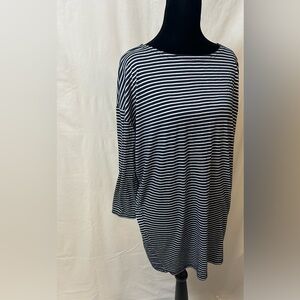 Miami Black and White Striped Long Sleeve Top